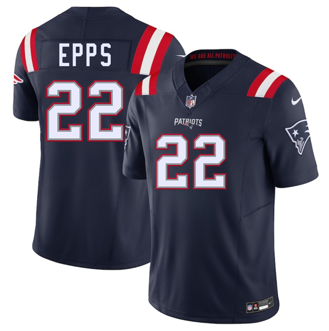 Men's New England Patriots #22 Marcus Epps Navy 2025 F.U.S.E. Vapor Limited Stitched Football Jersey